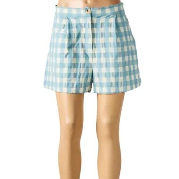 Dr. Bloom Barcelona SL Shorts Pleated waist Outlet Beat Vichy Agua Size SM NWT - Picture 3 of 7